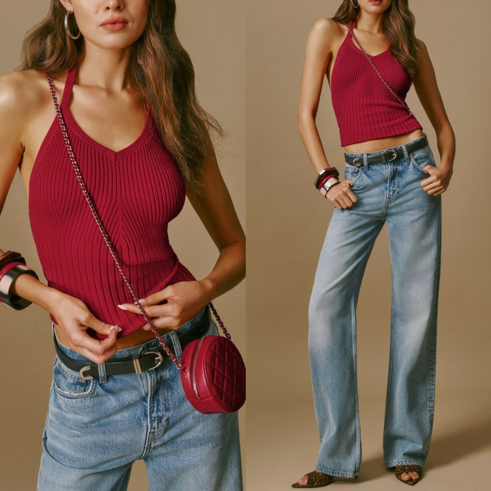 Reformation Delia Rib Halter Top